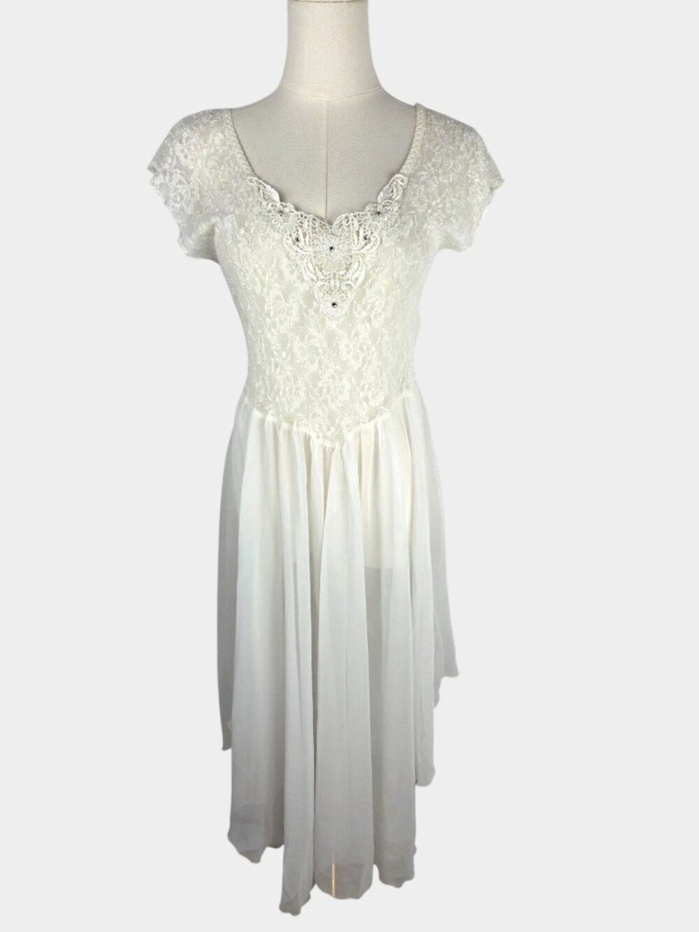 Cinema Etoile Vintage White Lace Bridal Nightgown Dress M Coquette Fairycore